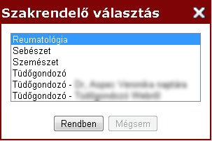 29. ábra Előjegyzés - Szakrendelő választás